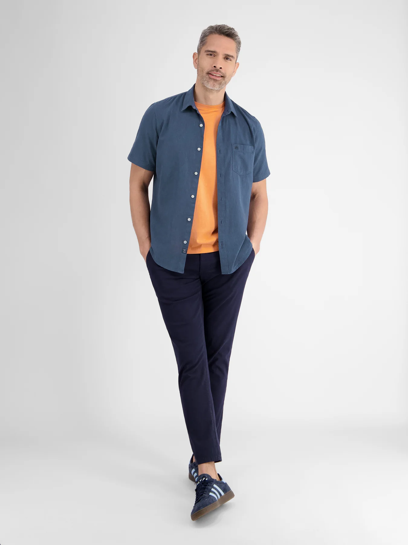 Lerros 2442010 CASUAL KATOENEN LINNEN OVERHEMD (485 CLASSIC NAVY) Flash Sale