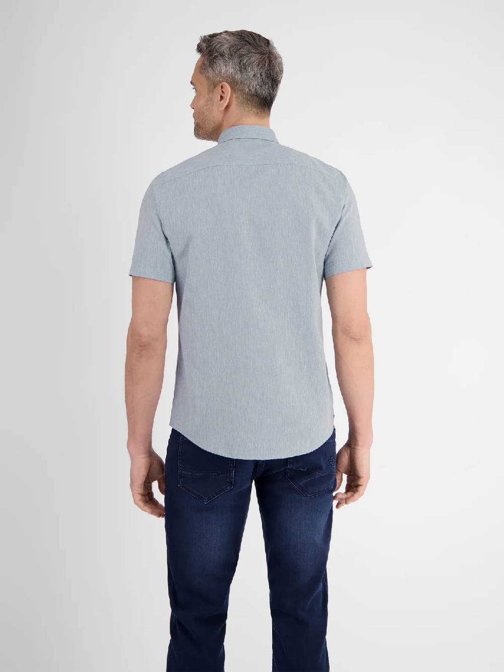 Lerros 2442010 CASUAL KATOENEN LINNEN OVERHEMD (440 MID STORM BLUE) Begrenztes Angebot