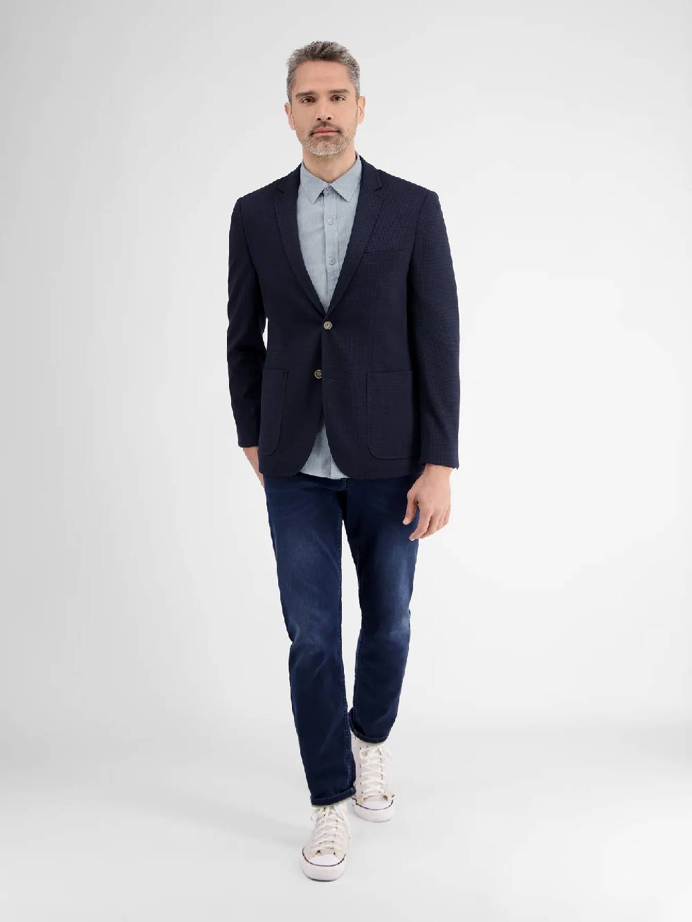 Lerros 2442010 CASUAL KATOENEN LINNEN OVERHEMD (440 MID STORM BLUE) Begrenztes Angebot