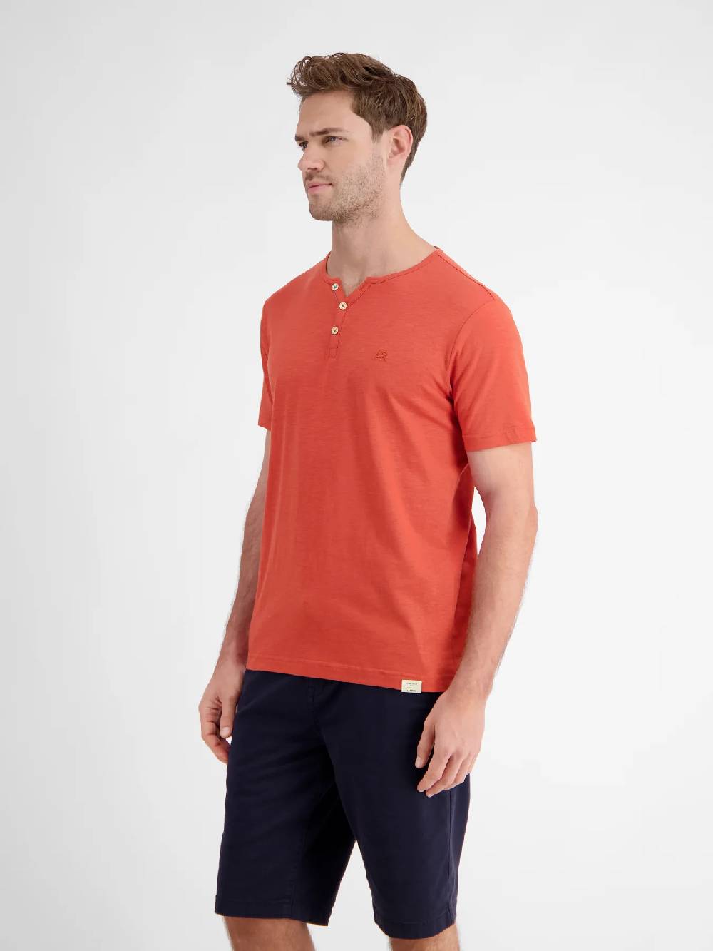 Lerros 2433908 BASIS HENLEY-SHIRT (327 DEEP CORAL RED) Black Friday