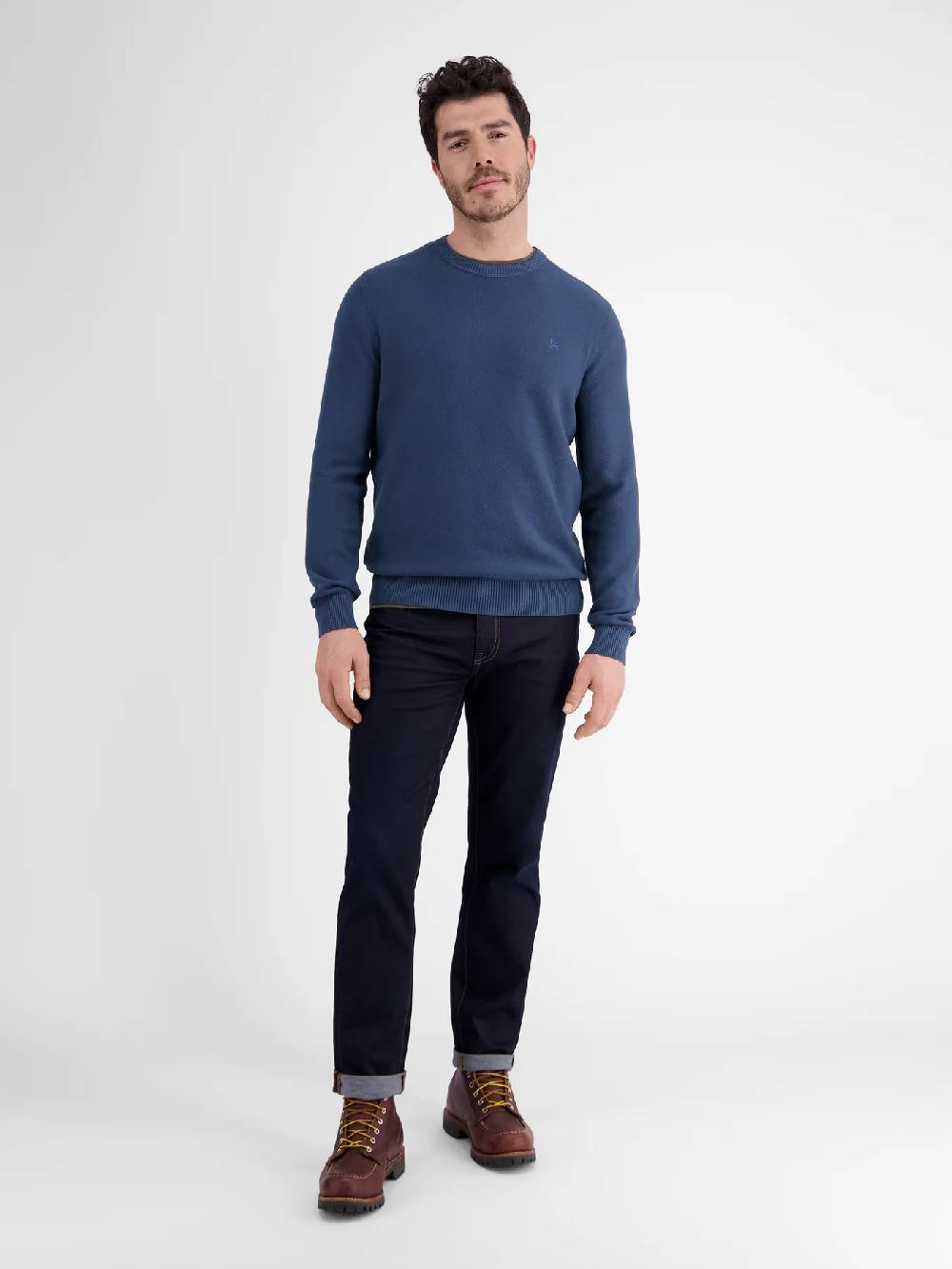 Lerros 23D5001 GEBREIDE TRUI MET RONDE HALS (448 STORM BLUE) Neueste Mode