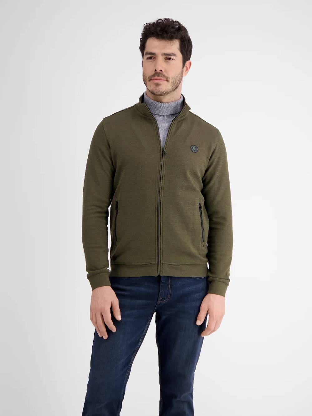Lerros 23D4503 GESTRUCTUREERD SWEATJACK (659 AGED OLIVE) Online Outlet