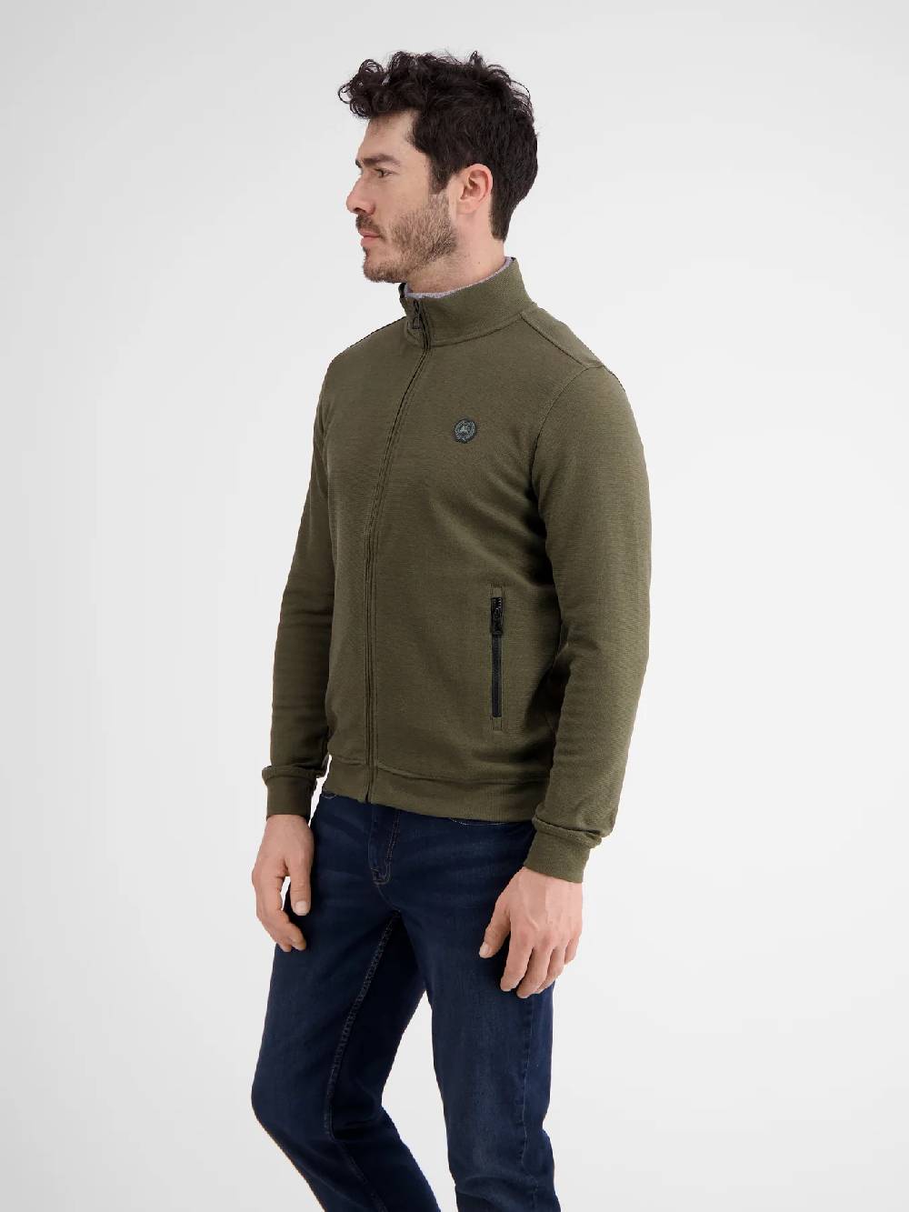 Lerros 23D4503 GESTRUCTUREERD SWEATJACK (659 AGED OLIVE) Online Outlet