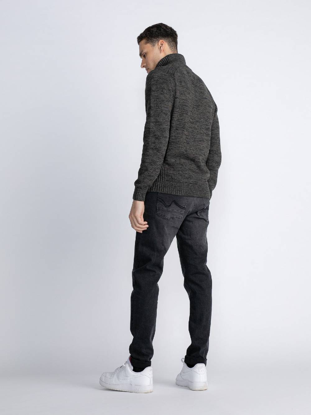 Petrol M-3030-Kwc206 - Men Knitwear Collar (6143 Forest Night) Fabrikverkauf