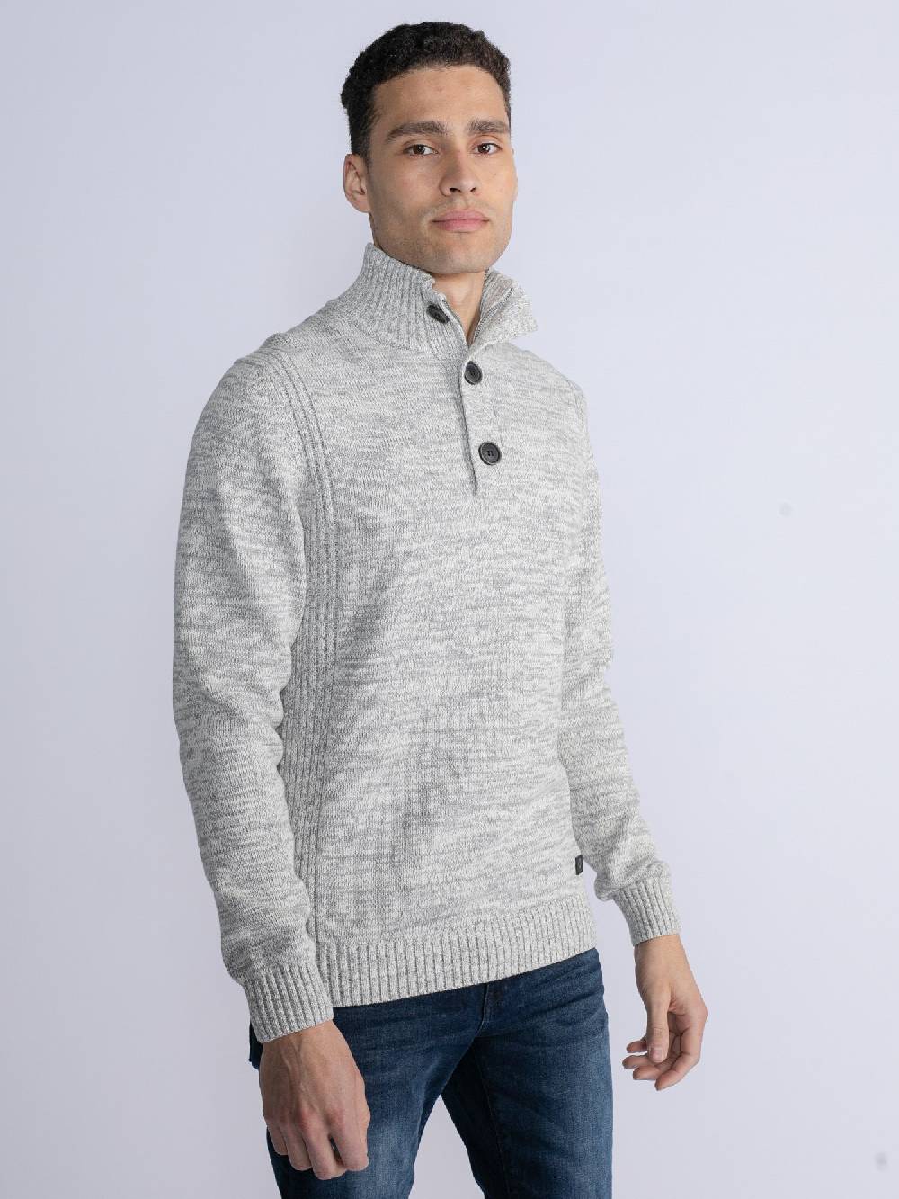Petrol M-3030-Kwc206 - Men Knitwear Collar (0009 Antique White Melee) Meist gekauft