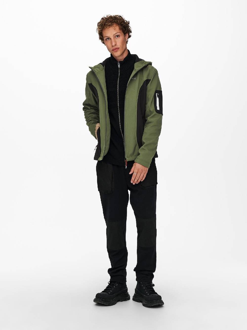 Only & Sons ONSBRAD Hood softshell jacket otw (Olive Night/Black) Kostenloser Versand
