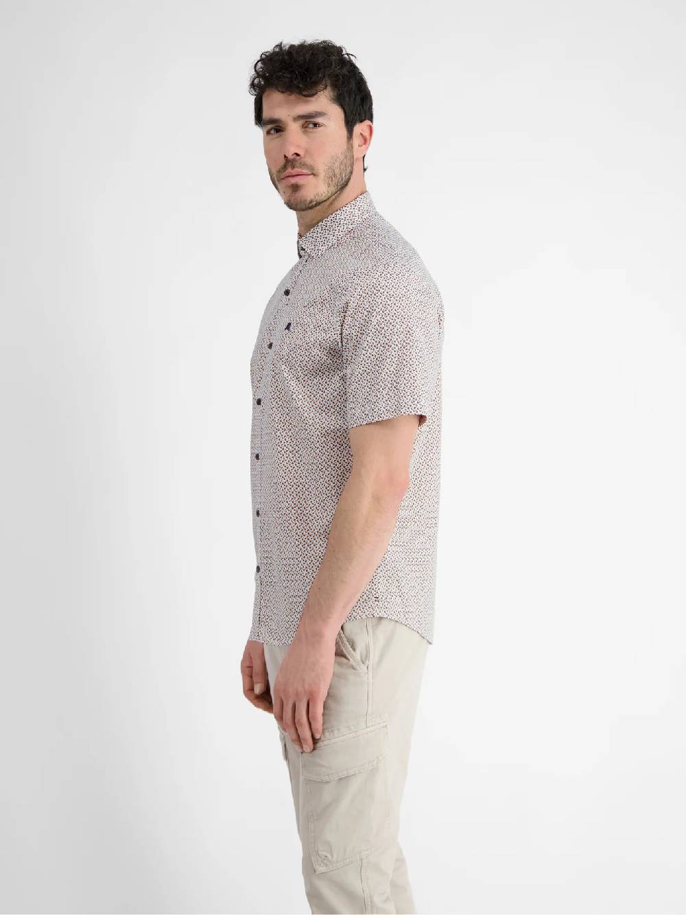 Lerros 2432303 SHIRT MET HALVE MOUW EN GEOMETRISCHE PRINT (927 MELLOW PEACH) Wochenangebot