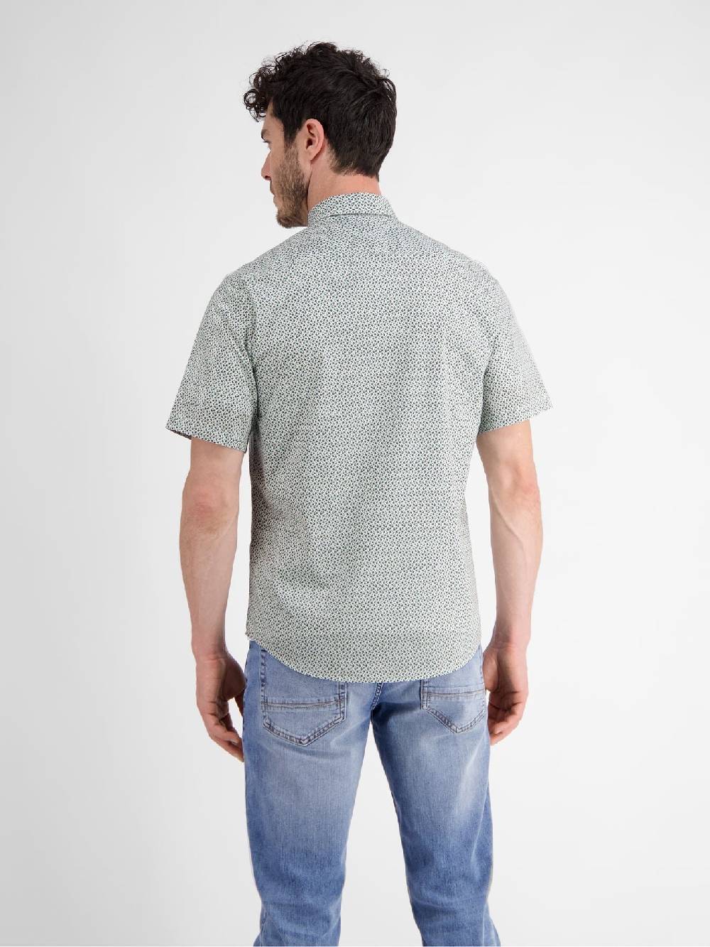 Lerros 2432303 SHIRT MET HALVE MOUW EN GEOMETRISCHE PRINT (622 COASTAL BLUE) Kostenlose Rückgabe