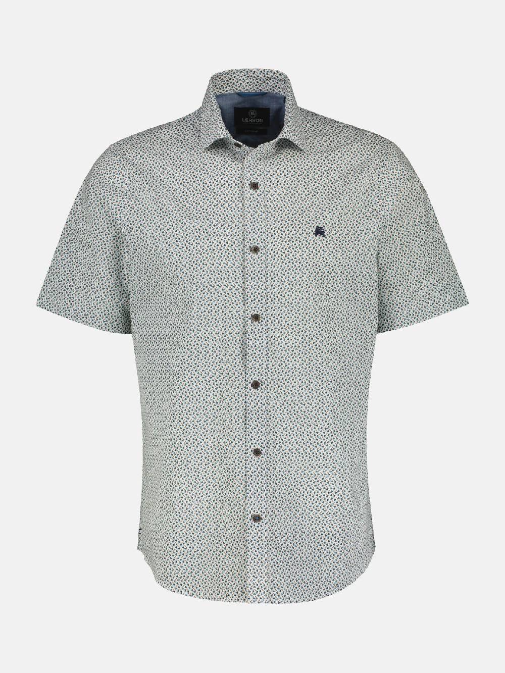 Lerros 2432303 SHIRT MET HALVE MOUW EN GEOMETRISCHE PRINT (622 COASTAL BLUE) Kostenlose Rückgabe