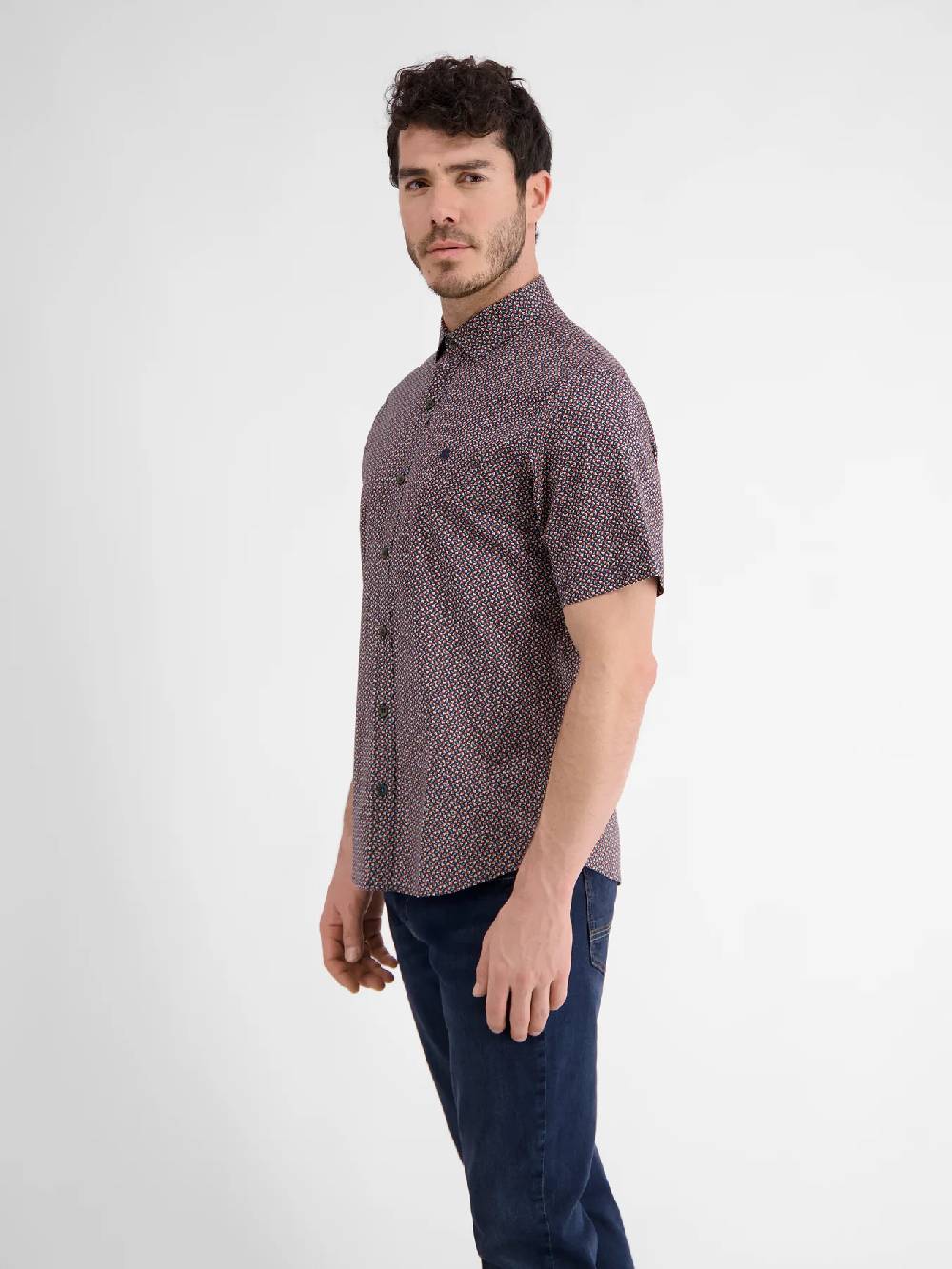 Lerros 2432303 SHIRT MET HALVE MOUW EN GEOMETRISCHE PRINT (485 CLASSIC NAVY) Begrenzte Freigabe