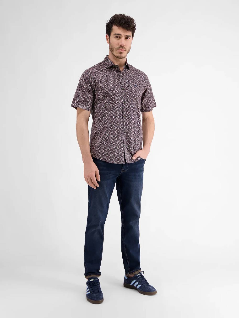 Lerros 2432303 SHIRT MET HALVE MOUW EN GEOMETRISCHE PRINT (485 CLASSIC NAVY) Begrenzte Freigabe