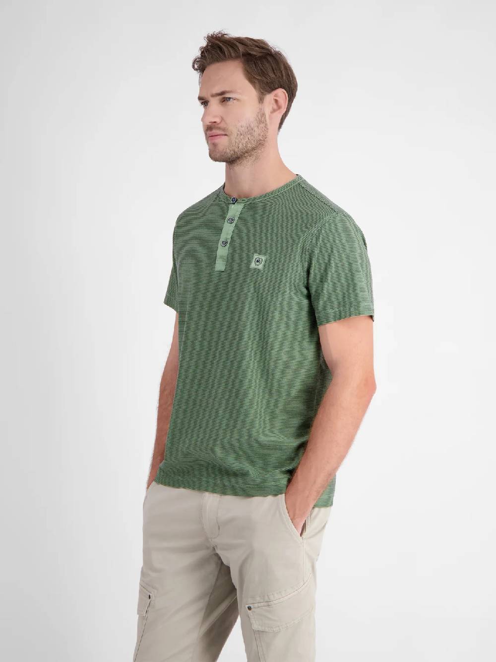 Lerros 2423910 GESTREEPT SERAFINO OVERHEMD (612 SAGE GREEN) Neueste Stile