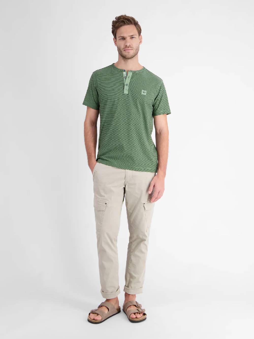 Lerros 2423910 GESTREEPT SERAFINO OVERHEMD (612 SAGE GREEN) Neueste Stile