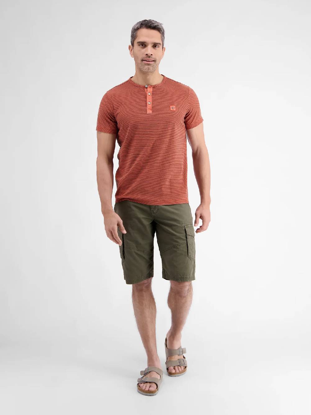 Lerros 2423910 GESTREEPT SERAFINO OVERHEMD (327 DEEP CORAL RED) Letzter Tag