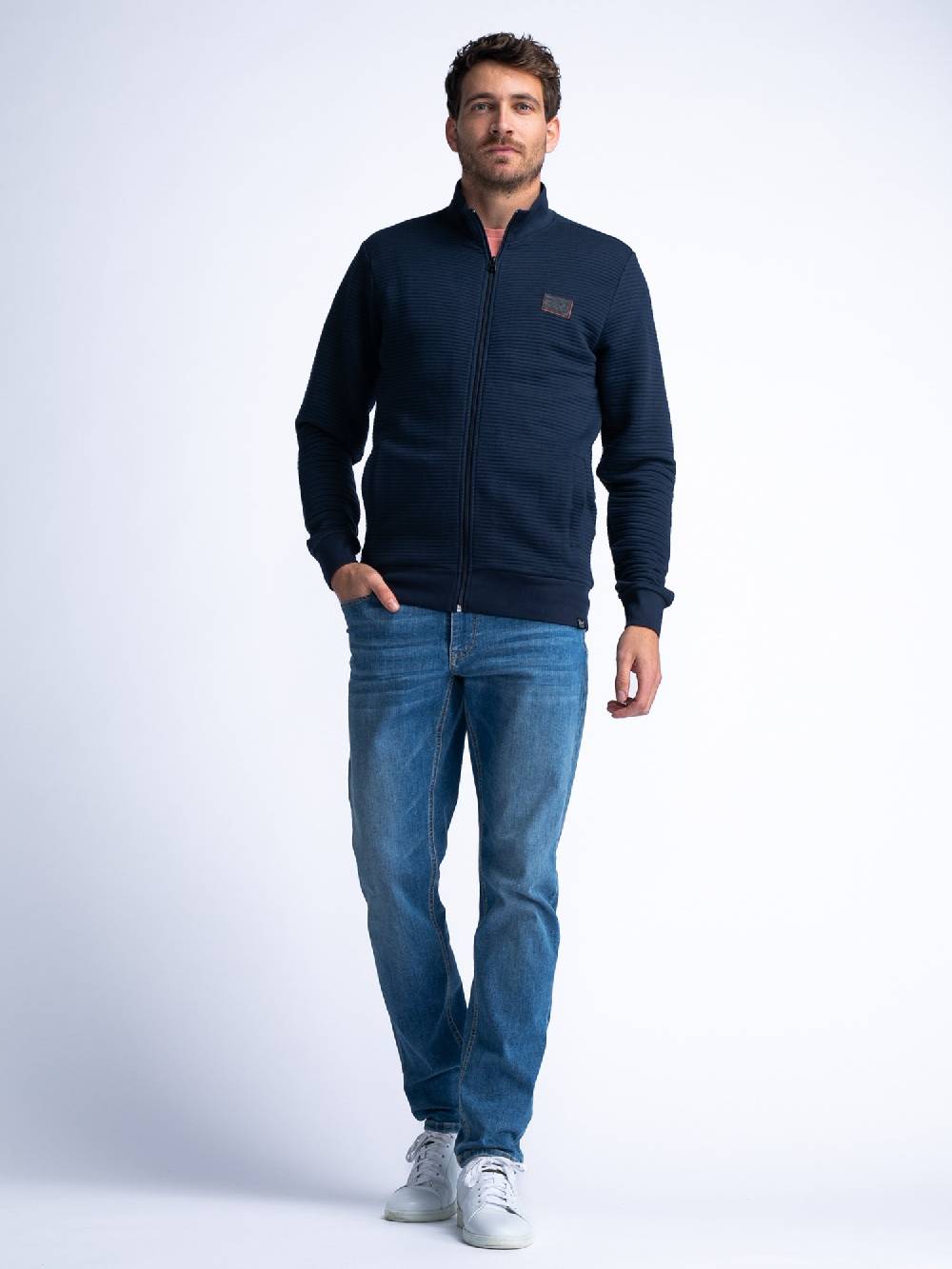 Petrol M-1040-SWC333 MEN VEST COLLAR ZIP (Navy 5178) Nur noch ein Tag übrig