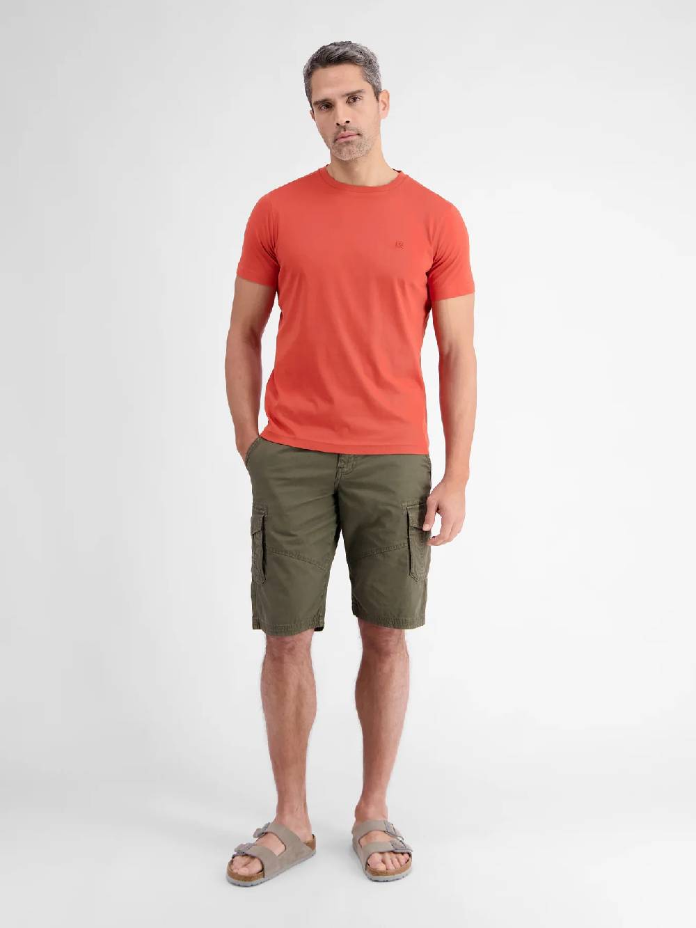 Lerros 2423000 EFFEN BASIC T-SHIRT LOGOSTEEK (327 DEEP CORAL RED) Online