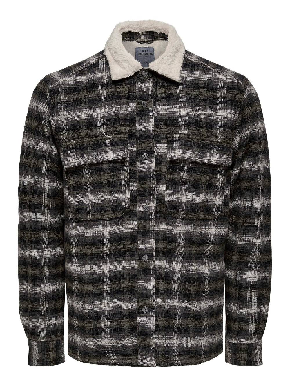 Only & Sons ONSBAZ OVR Teddy Check PKT Sjacket (192819 Canteen) VIP-Rabatte