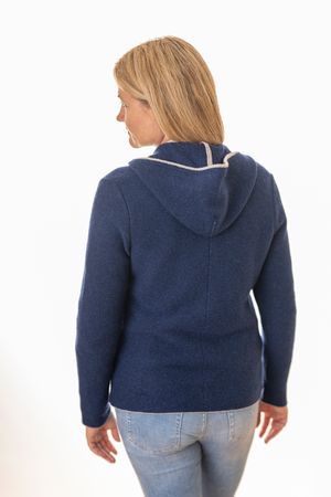 Pezzo D'oro Damenstrickjacke,Kapuze,Merinowolle,blau,nachhaltig aus Bayern Heißer Verkauf