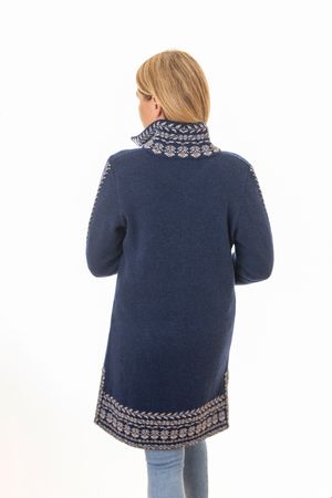 Pezzo D'oro Damenstrickmantel,nachtblau,Strick mit Jacquardbordüre,Doppelstrick,made in Bayern Neueste Mode