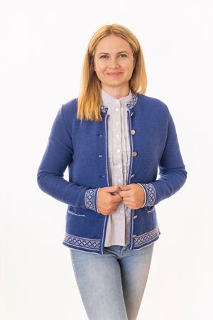 Pezzo D'oro Damentrachtenstrickjacke blau, reine Merinowolle,nachhaltig aus Bayern Exklusive Angebote