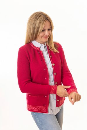Pezzo D'oro Damentrachtenstrickjacke pink, reine Merinowolle,nachhaltig aus Bayern Blitzangebot