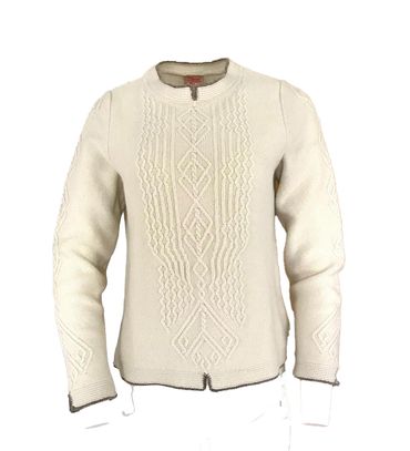 Pezzo D'oro edler Damenwollpullover wollweiss,Trachtenpulli reine Merinowolle, Große Rabatte