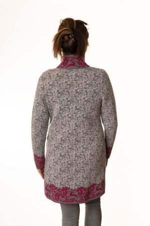 Pezzo D'oro Pezzo D&#039;oro Damenstrickmantel,Grautöne mit dunkelpinken Akzenten, nachhaltig produziert,made in Bayern, Merinowolle Bestseller