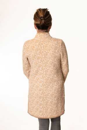 Pezzo D'oro Pezzo D&#039;oro Strickmantel offwhite/camel, Gehrock, reine Merinowolle, Strickhülle Räumungsverkauf