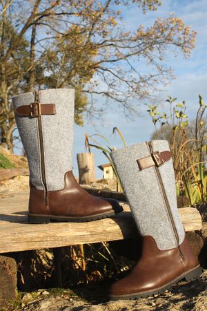 Pezzo D'oro Damen Winterstiefel Leder, gefüttert, mit hohem Filzschaft, im Sale minus 20% Bis zu 50% Rabatt