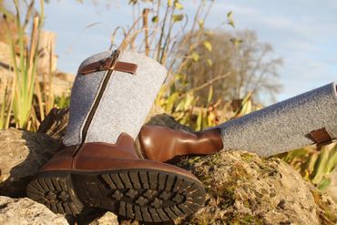 Pezzo D'oro Damen Winterstiefel Leder, gefüttert, mit hohem Filzschaft, im Sale minus 20% Bis zu 50% Rabatt