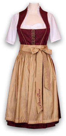 Pezzo D'oro Designer Dirndl,Festtagsdirndl, Mididirndl bordeaux/gold 50% Rabatt mit kostenlosem Versand