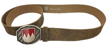 Pezzo D'oro Franken-Gürtel Rindleder inkl. Schließe mit Franken-Wappen braun-oliv Fabrikpreis