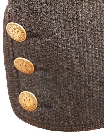 Pezzo D'oro Herren Trachtenstrickjacke blaumelange mit grauem Loden abesetzt, roter Paspel Begrenztes Angebot