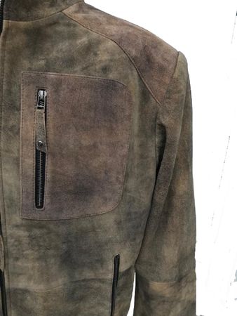 Pezzo D'oro Herrenlederjacke,Velourleder, Lammnappaleder in antik Finish, Farbe olivbraun, auch in großen Größen bis Gr 62 Exklusivangebot