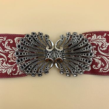 Pezzo D'oro Schürzenschließe, filigrane Pfauenfeder, altsilber,2 tlg Kostenlose Rückgabe