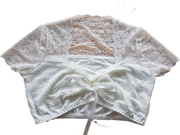 Pezzo D'oro Spitzendirndlbluse creme,Blumenbordüre,Herzausschnitt/Raffung Bis zu 50% Rabatt