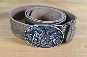 Pezzo D'oro Trachtengürtel, Bayernschließe,echt Leder,braun-oliv,made in Germany 50% Rabatt mit kostenlosem Versand