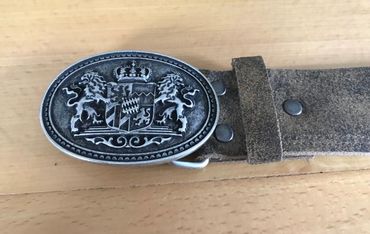 Pezzo D'oro Trachtengürtel, Bayernschließe,echt Leder,braun-oliv,made in Germany 50% Rabatt mit kostenlosem Versand