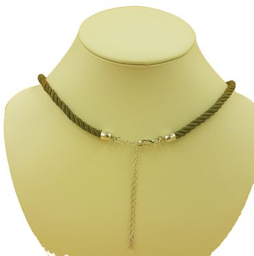 Pezzo D'oro Trachtenkette Edelweiß altsilber,grünes Kordelband und Glitzersteine Speichern exportieren