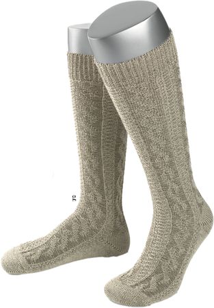 Pezzo D'oro Trachtenkniestrumpf beige meliert, auch als Schoppersocke geeignet Im Verkauf
