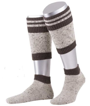 Pezzo D'oro Trachtenstrümpfe Loferl Stulpen Herren Wadenwärmer Wadelstrümpfe Trachtenstutzen Trachtenstrumpf zur Lederhose 2-teilig TWEED beigemeliert/braun Verkauf