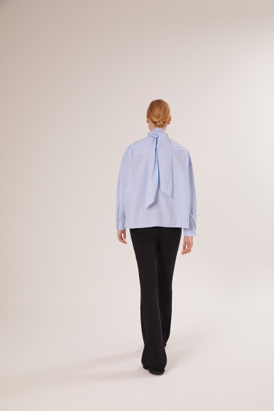 Sosue Bow Blouse Blue Stripes Zeitlich begrenztes Angebot