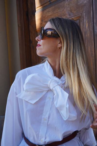 Sosue Bow Blouse White Sonderangebot der Fabrik