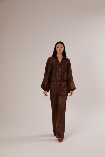 Sosue Pants Satin Shiny Brown Begrenzt auf 3 Tage