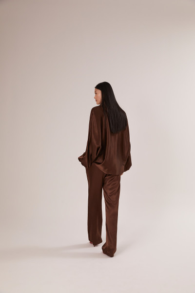 Sosue Pants Satin Shiny Brown Begrenzt auf 3 Tage