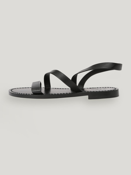 Sosue Flache Sandalen aus Leder Black NEW Lagerräumung
