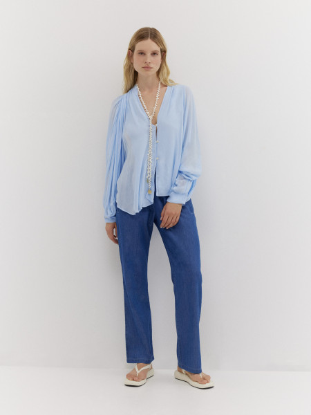 Sosue Bluse Ibiza Light Blue Tiefpreis