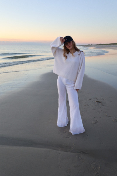 Sosue Rip Round Neck Pullover Off White zollfrei