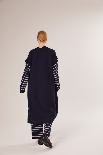 Sosue Long Vest Dark Blue Günstiger Verkauf