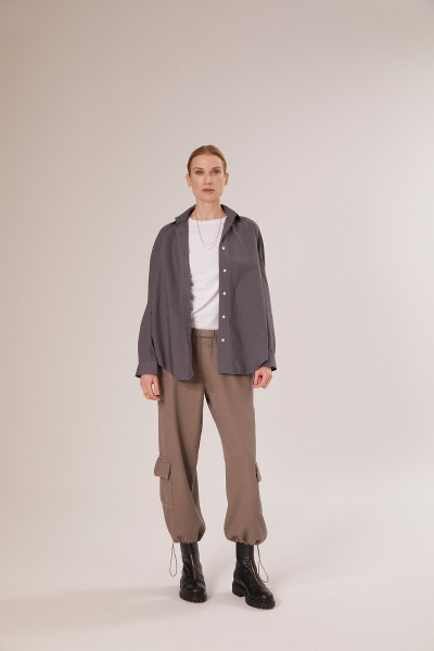 Sosue Bluse Boyfriend Anthrazit Preisnachlass